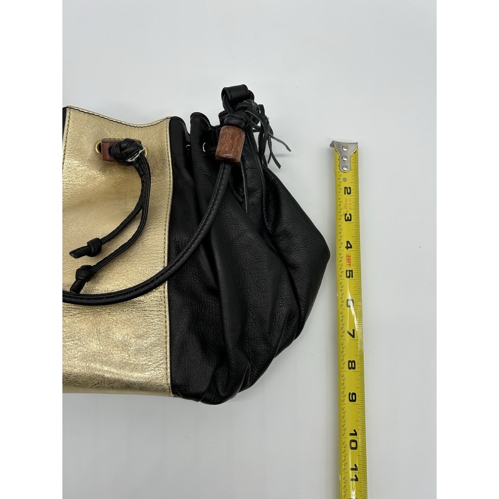 LouLou De la Falaise Vintage Black leather shoulder bag Wooden Accents - Picture 9 of 10